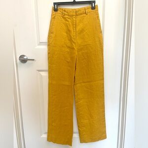 Zara high rise 100% linen pants - Yellow / Small